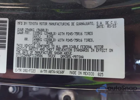 2023 Toyota Tacoma Sr5 V6 z USA, uszkodzony, nr VIN 3TYCZ5AN6PT139586